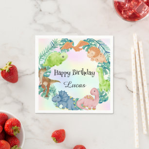 Cute dinosaur jungle School kids Birthday party Napkin