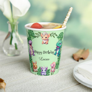 Cute dinosaur jungle School kids Birthday party Paper Cups
