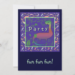 Cute Dinosaur Kids Birthday Party Invitations