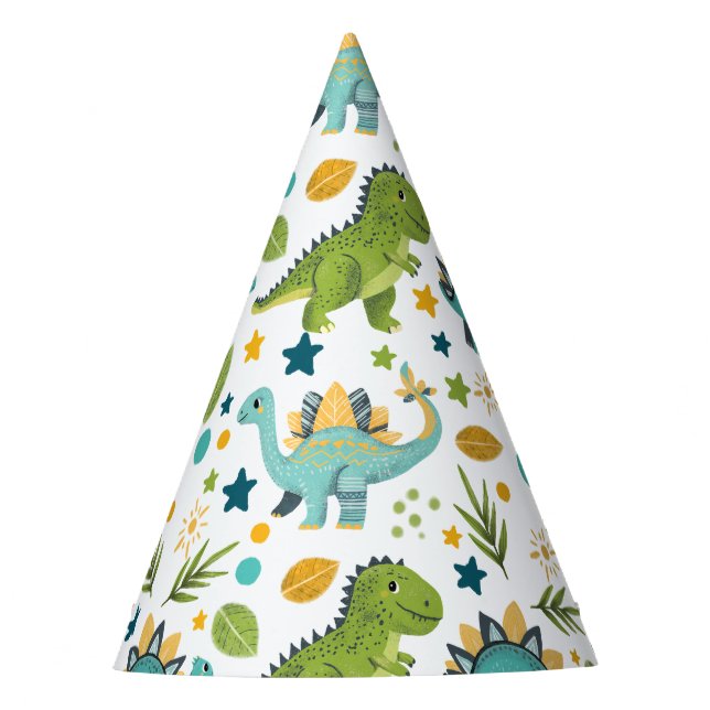 Cute Dinosaur Kids Birthday Party Party Hat (Front)
