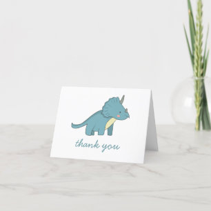 Cute Dinosaur Kids Birthday   Triceratops Party Thank You Card