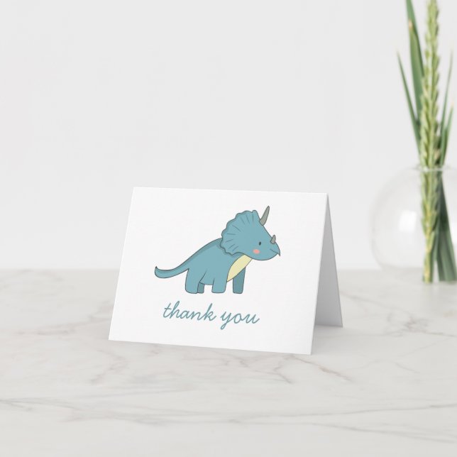Cute Dinosaur Kids Birthday | Triceratops Party Thank You Card (Front)