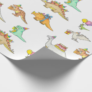 Cute Dinosaur Kids Birthday Wrapping Paper