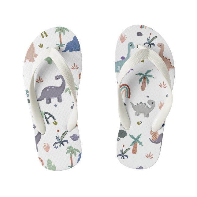 🦕 Cute Dinosaur Kids Flip Flops (Footbed)