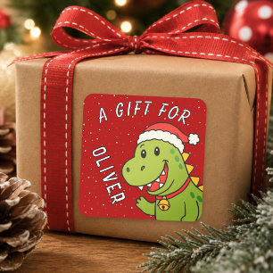 Cute Dinosaur Kids Name Christmas Gift Square Sticker
