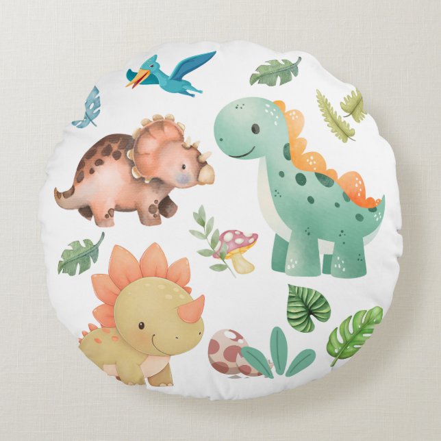 Cute Dinosaur Kids Throw Pillows (Front)