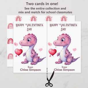 Cute Dinosaur Kid's Valentine Party Classroom Card