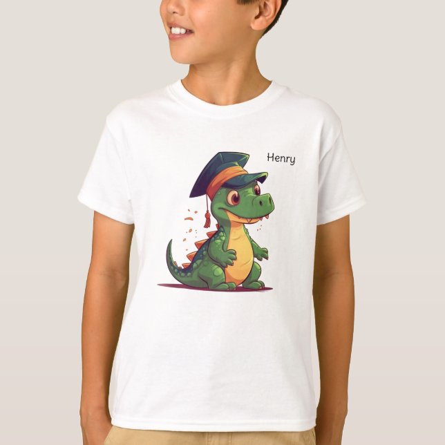 Cute Dinosaur Kindergarten Graduate Personalised T-Shirt (Front)