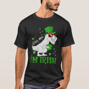Cute Dinosaur Kiss Me I'm Irish Kids St Patrick's T-Shirt