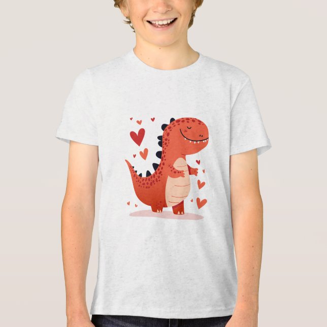 Cute Dinosaur Love Kids T-Shirt Tri-Blend Shirt (Front)