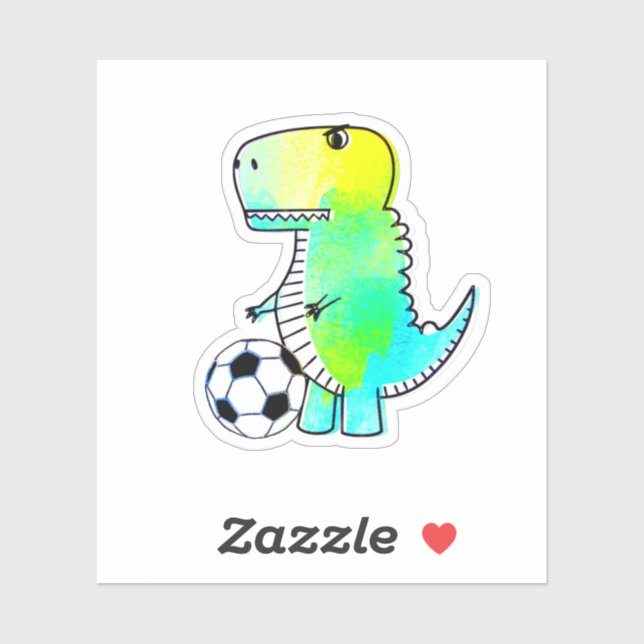 Cute Dinosaur Loves Soccer Watercolor (Sheet)