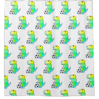 Cute Dinosaur Loves Soccer Watercolor