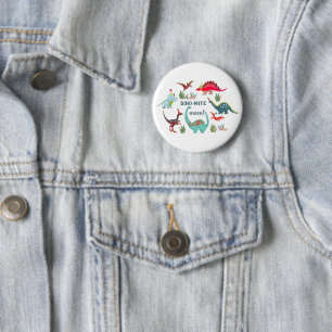 Cute dinosaur mom birthday party 6 cm round badge