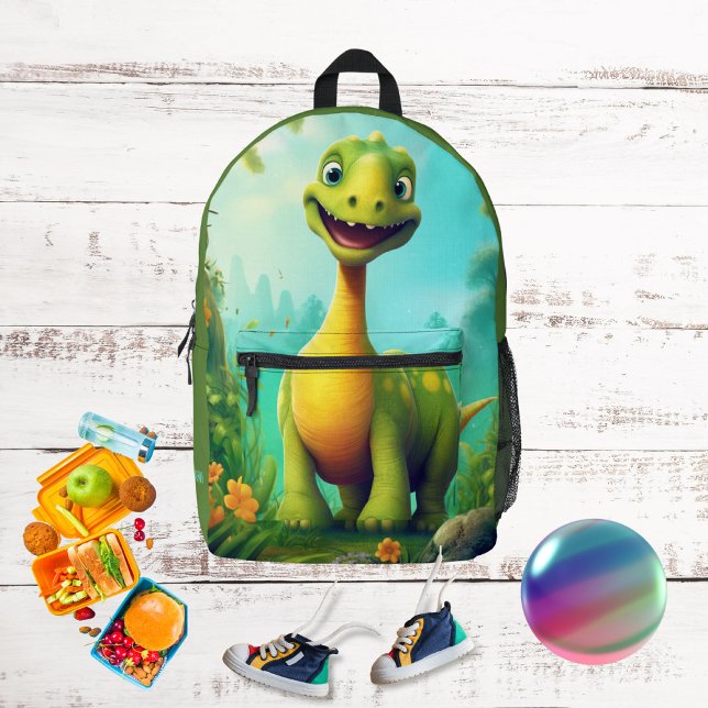 Cute Dinosaur Monogram Kids Printed Backpack (Creator Uploaded)