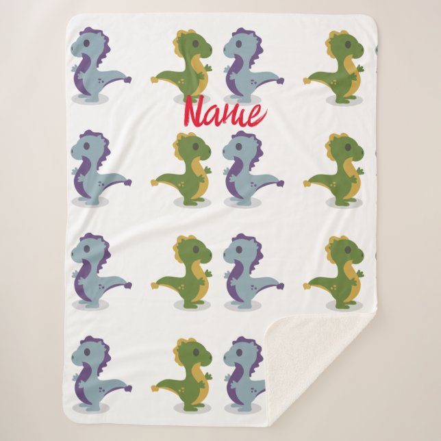 Cute Dinosaur Pair Thunder_Cove Sherpa Blanket (Front)