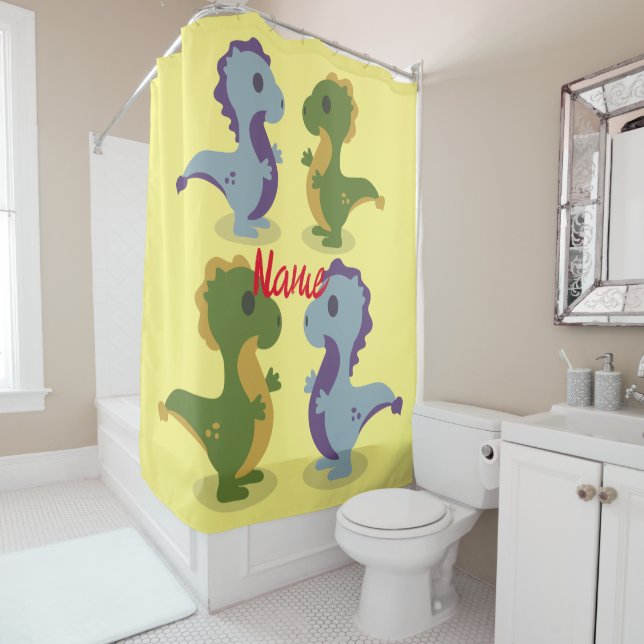 Cute Dinosaur Pair Thunder_Cove Shower Curtain (In Situ)