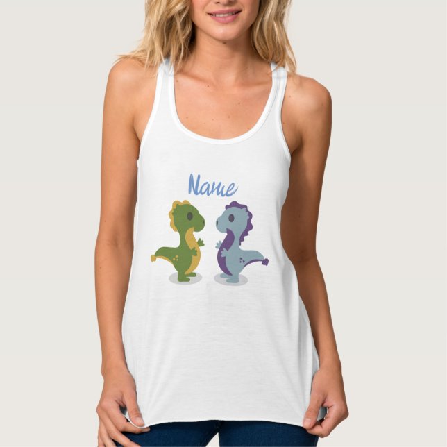 Cute Dinosaur Pair Thunder_Cove Singlet (Front)