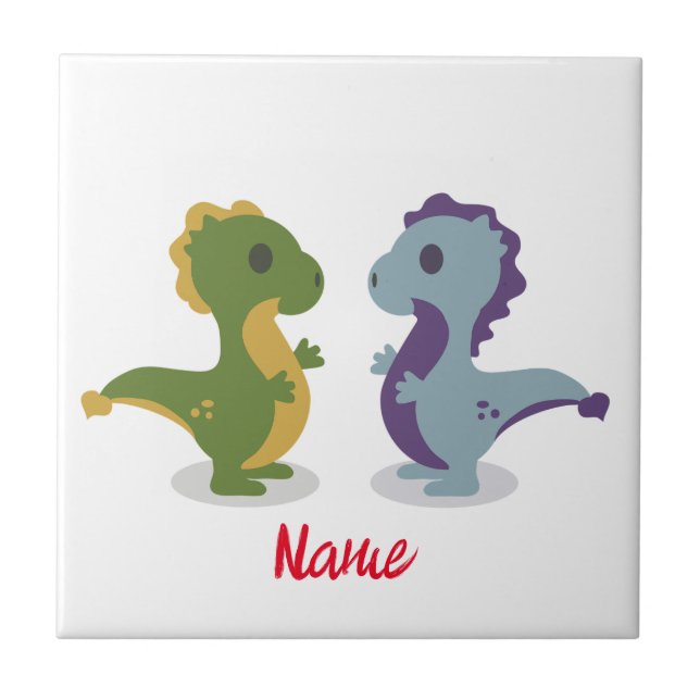 Cute Dinosaur Pair Thunder_Cove  Tile (Front)