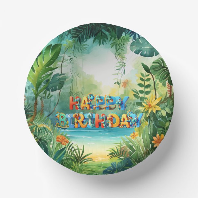 Cute Dinosaur Paper Bowl Plate (Front)