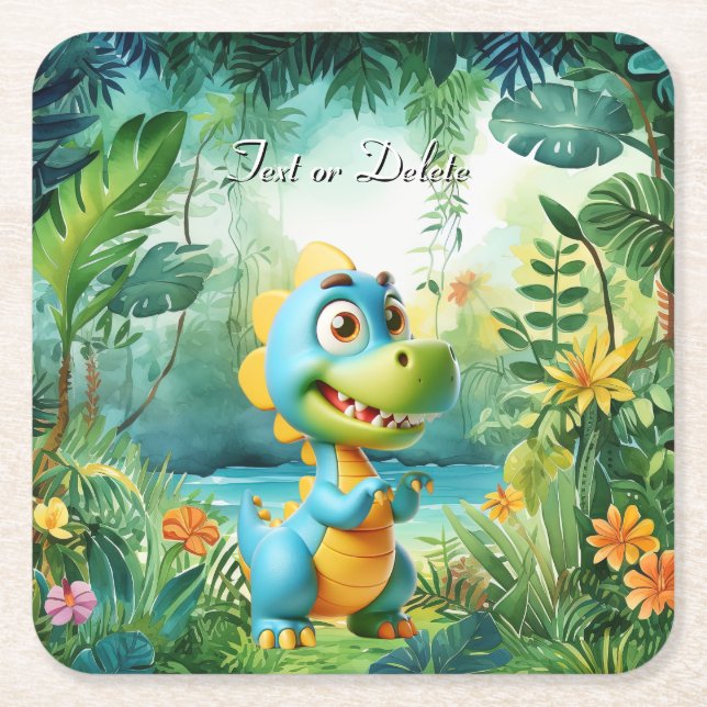 Cute Dinosaur Paper Coaster (Front)