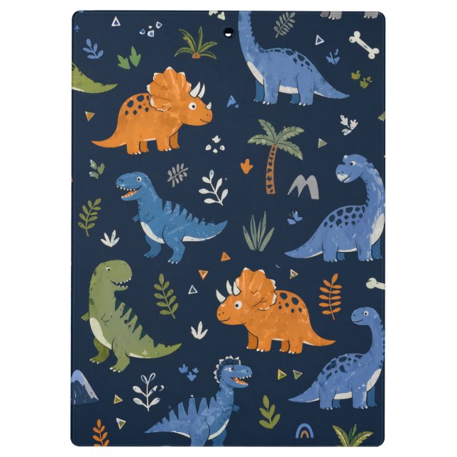 Cute Dinosaur Pattern Colorful  Clipboard (Back)