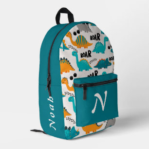 Cute Dinosaur Pattern Custom Monogram Name Kids Printed Backpack