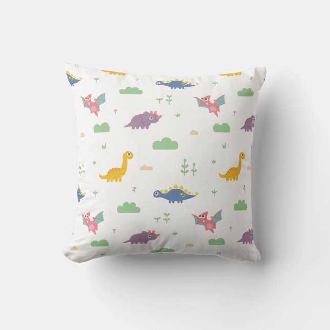 Cute Dinosaur Pattern Kids Room Decor Cushion (Front)