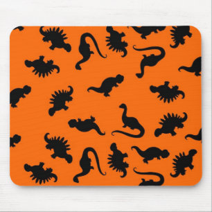 Cute Dinosaur Pattern on Orange Mouse Pad