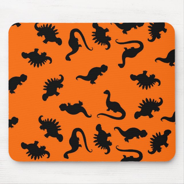 Cute Dinosaur Pattern on Orange Mouse Pad (Front)