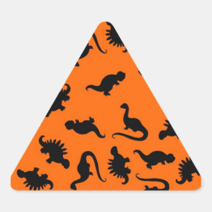 Cute Dinosaur Pattern on Orange Triangle Sticker