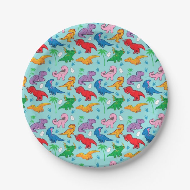 Cute Dinosaur Pattern Paper Plate (Front)