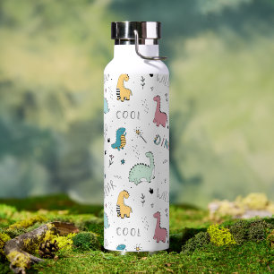 Cute Dinosaur Pattern Personalised Name Kids Water Bottle