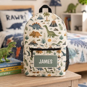 Cute Dinosaur Pattern Personalised Name Printed Backpack