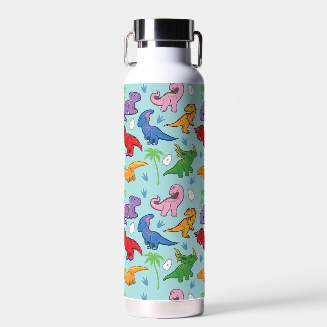 Cute Dinosaur Pattern Water Bottle (Front)
