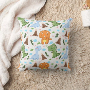 Cute Dinosaur Pattern Watercolor Design Cushion