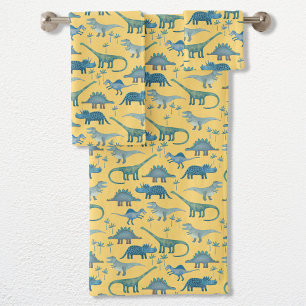 Cute Dinosaur Pattern Yellow Bath Towel Set