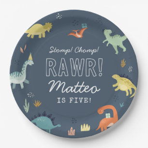 Cute Dinosaur Personalised Birthday Plates