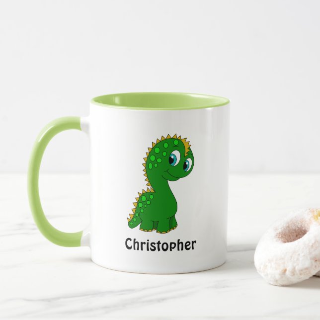 Cute Dinosaur Personalised Mug (With Donut)