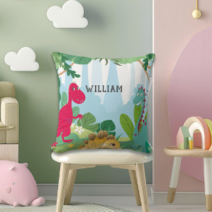 Cute Dinosaur Personalised Name Kids Room Cushion