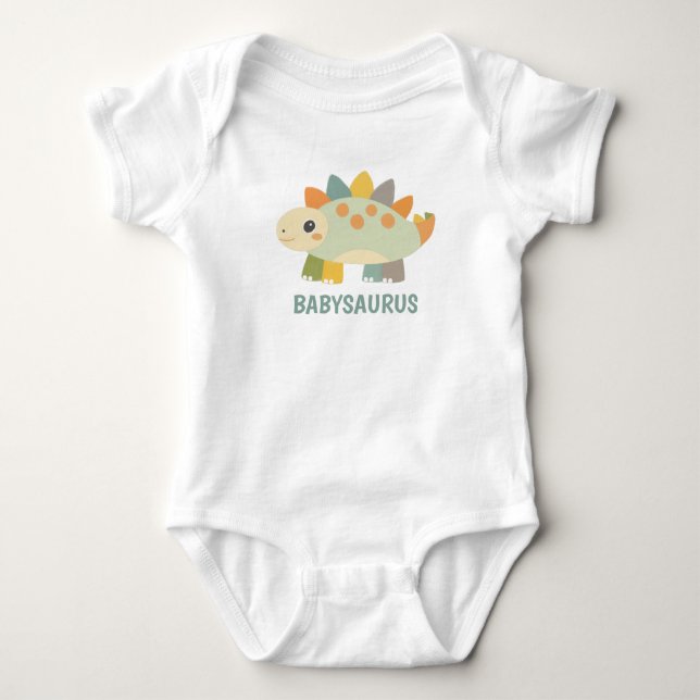 Cute Dinosaur Personalized Baby Bodysuit  (Front)