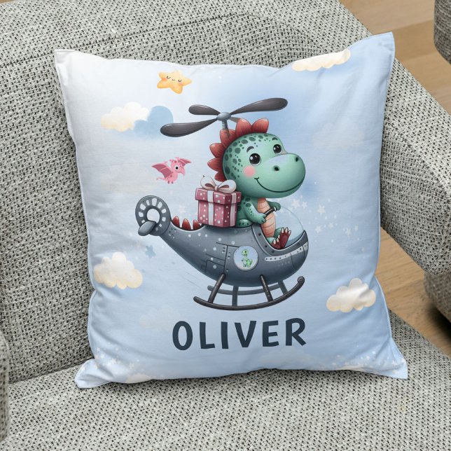 Cute Dinosaur Pilot Flying Charming Helicopter Cushion (Creator Uploaded)