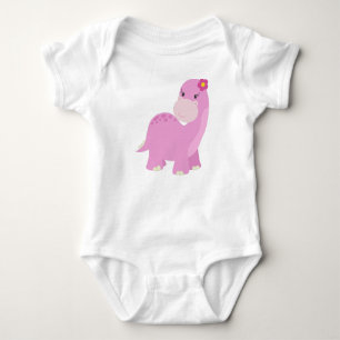 Cute Dinosaur, Pink Dinosaur, Girl Dinosaur, Dino Baby Bodysuit