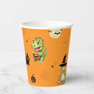 Cute Dinosaur play pumpkin trick o treat halloween Paper Cups