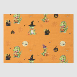 Cute Dinosaur play pumpkin trick o treat halloween Tissue Paper