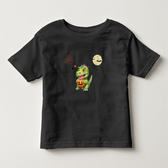 Cute Dinosaur play pumpkin trick o treat halloween Toddler T-Shirt (Front)