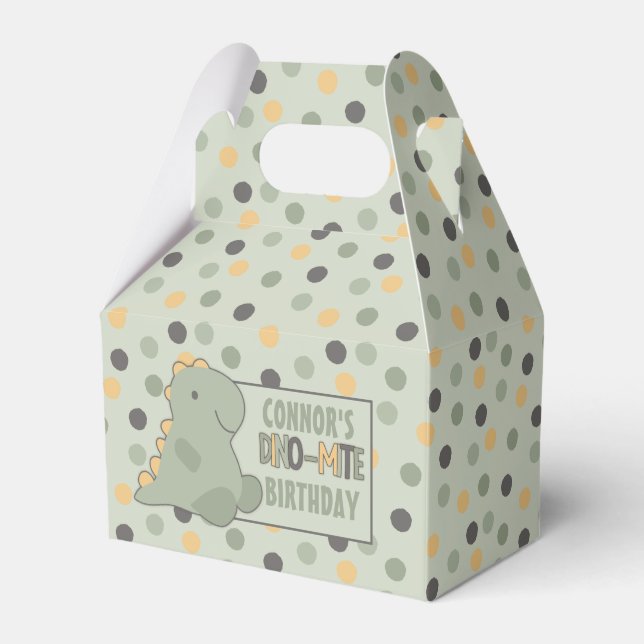 Cute Dinosaur Polka Dot Custom Birthday Favour Box (Front Side)