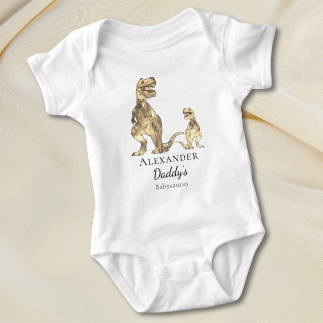 Cute Dinosaur Quote Personalised  Baby Bodysuit (Cute dinosaur daddy’s babysaurus quote personalized baby vest)