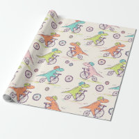 Cute Dinosaur Racing Bikes Whimsical Pattern
