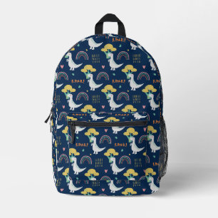 Cute Dinosaur & Rainbow "ROAR!" Pattern Printed Backpack