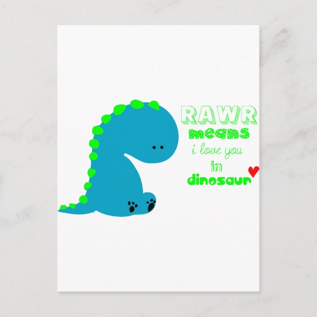 Cute Dinosaur RAWR Postcard (Front)